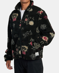 3 Groove - Zip-Up Sherpa Fleece for Men Black AVYFT00280 RVCA