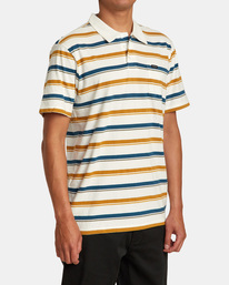 5 Cassady Stripe Polo Shirt White AVYKT00124 RVCA