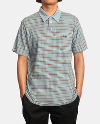 1 Cassady Stripe Polo Shirt Blue AVYKT00124 RVCA