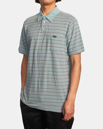 4 Cassady Stripe Polo Shirt Blue AVYKT00124 RVCA