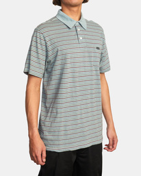 5 Cassady Stripe Polo Shirt Blue AVYKT00124 RVCA