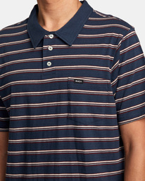 3 Cassady Stripe Polo Shirt Blue AVYKT00124 RVCA