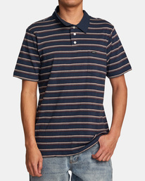 1 Cassady Stripe Polo Shirt Blue AVYKT00124 RVCA