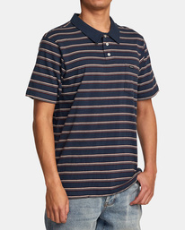 5 Cassady Stripe Polo Shirt Blue AVYKT00124 RVCA