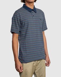6 Cassady Stripe Polo Shirt Blue AVYKT00124 RVCA