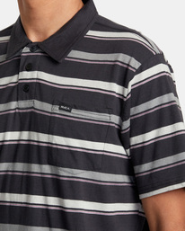 2 Cassady Stripe Polo Shirt Black AVYKT00124 RVCA