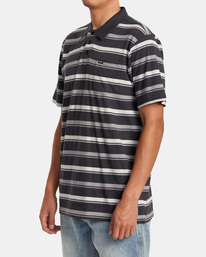 3 Cassady Stripe Polo Shirt Black AVYKT00124 RVCA