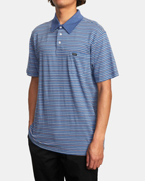 4 Cassady Stripe Polo Shirt Blue AVYKT00124 RVCA