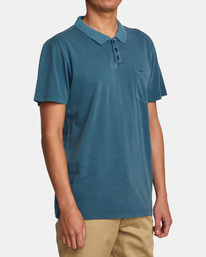 5 PTC Pigment Polo Shirt Blue AVYKT00262 RVCA