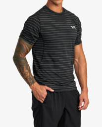 5 Sport Vent Stripe Technical Short Sleeve Top Black AVYKT00268 RVCA