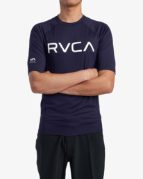 1 RVCA Short Sleeve Rashguard Blue AVYWR00120 RVCA