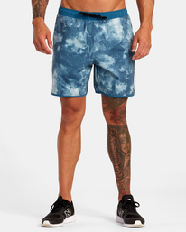 1 Yogger Hybrid Elastic Waist Athletic Shorts 17" Blue AVYWS00144 RVCA