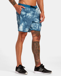 6 Yogger Hybrid Elastic Waist Athletic Shorts 17" Blue AVYWS00144 RVCA