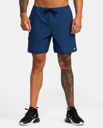 1 Yogger Hybrid Elastic Athletic Shorts 17" Blue AVYWS00144 RVCA