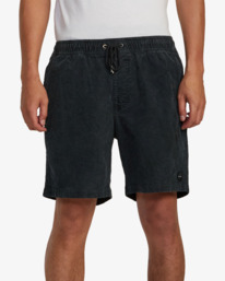 1 Escape Elastic Waist Corduroy Shorts 17” Black AVYWS00160 RVCA