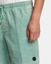 3 Escape Elastic Waist Corduroy Shorts 17” Green AVYWS00160 RVCA