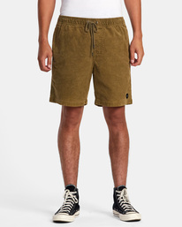 1 Escape Elastic Waist Corduroy Shorts 17” Brown AVYWS00160 RVCA