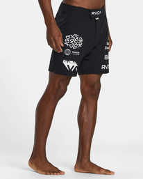 6 Fight Scrapper Elastic Waist Walkshorts 15" Black AVYWS00174 RVCA