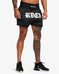 7 Muay Thai Mod Elastic Boxing Shorts 15" Black AVYWS00211 RVCA