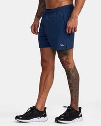 4 Yogger Jogger Elastic Running Shorts 15" Blue AVYWS00228 RVCA