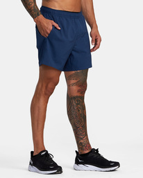 6 Yogger Jogger Elastic Running Shorts 15" Blue AVYWS00228 RVCA