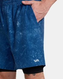 7 Yogger Train 2-In-1 Elastic Waist Workout Shorts 17" Blue AVYWS00229 RVCA