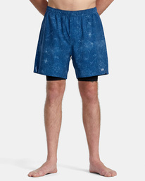 1 Yogger Train 2-In-1 Elastic Waist Workout Shorts 17" Blue AVYWS00229 RVCA