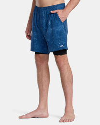 4 Yogger Train 2-In-1 Elastic Waist Workout Shorts 17" Blue AVYWS00229 RVCA