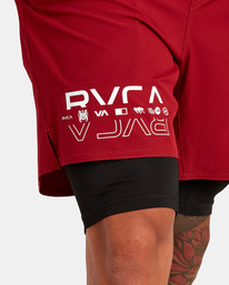 7 Yogger Train 2-In-1 Elastic Waist Workout Shorts 17" Grey AVYWS00229 RVCA
