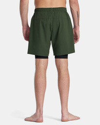 2 Yogger Train 2-In-1 Elastic Waist Workout Shorts 17" Brown AVYWS00229 RVCA