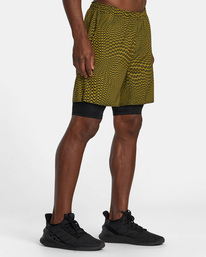 5 Yogger Train 2-In-1 Elastic Waist Workout Shorts 17" Green AVYWS00229 RVCA