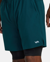 2 Yogger Train 2-In-1 Elastic Waist Workout Shorts 17" Green AVYWS00229 RVCA