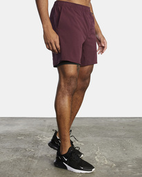 6 Yogger Train 2-In-1 Elastic Waist Workout Shorts 17" Red AVYWS00229 RVCA