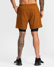 1 Yogger Train 2-In-1 Elastic Waist Workout Shorts 17" Brown AVYWS00229 RVCA