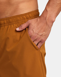 6 Yogger Train 2-In-1 Elastic Waist Workout Shorts 17" Brown AVYWS00229 RVCA
