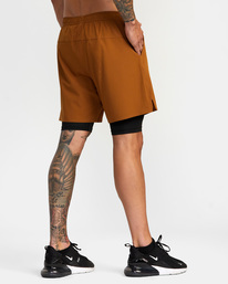 4 Yogger Train 2-In-1 Elastic Waist Workout Shorts 17" Brown AVYWS00229 RVCA