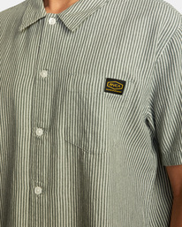 3 Dayshift Stripe II Short Sleeve Shirt Green AVYWT00272 RVCA