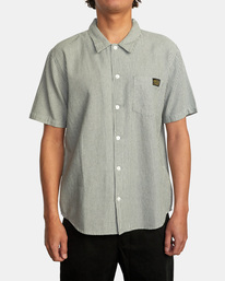 1 Dayshift Stripe II Short Sleeve Shirt Green AVYWT00272 RVCA