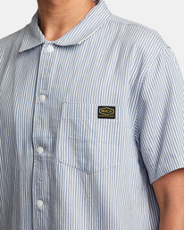 3 Dayshift Stripe II Short Sleeve Shirt Blue AVYWT00272 RVCA
