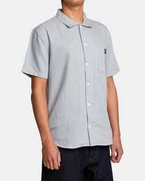 5 Dayshift Stripe II Short Sleeve Shirt Blue AVYWT00272 RVCA