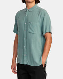 4 PTC Woven Short Sleeve Shirt Blue AVYWT00276 RVCA