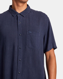 3 PTC Woven Short Sleeve Shirt Blue AVYWT00276 RVCA