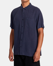 4 PTC Woven Short Sleeve Shirt Blue AVYWT00276 RVCA