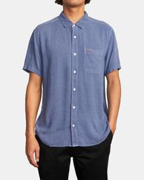 1 PTC Woven Short Sleeve Shirt Blue AVYWT00276 RVCA