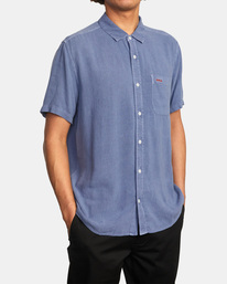 5 PTC Woven Short Sleeve Shirt Blue AVYWT00276 RVCA