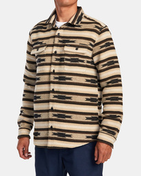 4 RVCA Blanket Long Sleeve Shirt Beige AVYWT00366 RVCA