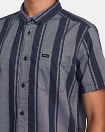 3 That'll Do Stretch Stripe Short Sleeve Shirt Blue AVYWT00379 RVCA