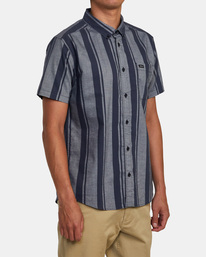 5 That'll Do Stretch Stripe Short Sleeve Shirt Blue AVYWT00379 RVCA