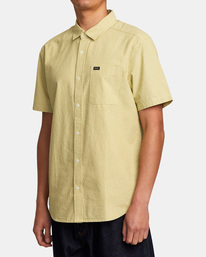 4 Visions Stripe Short Sleeve Shirt Green AVYWT00386 RVCA