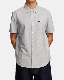 1 Visions Stripe Short Sleeve Shirt Blue AVYWT00386 RVCA
